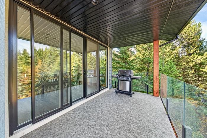 Gas barbecue on the covered deck