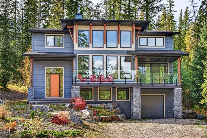 Fernie Alpine Ski Chalet exterior, a three-storey modern mountain home
