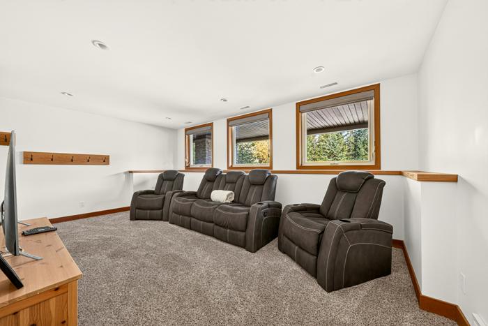 Media room with leather recliners